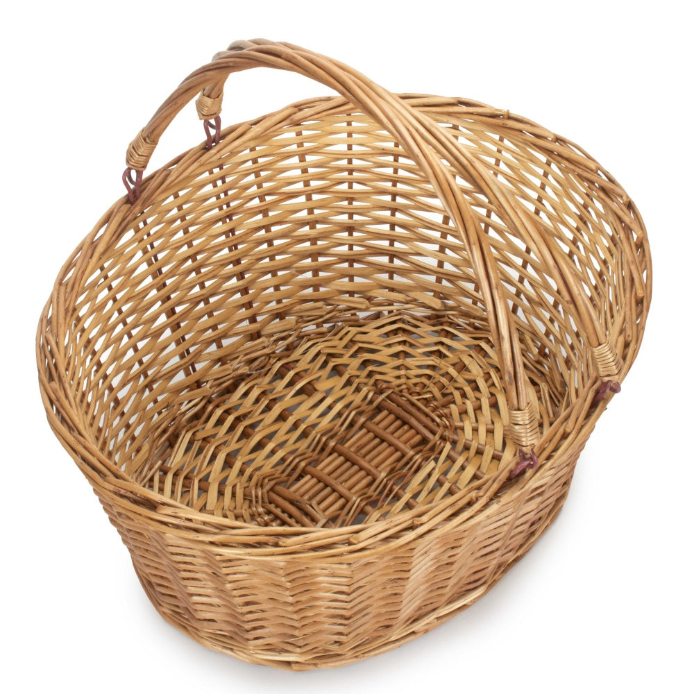 Unlined Double Steamed Wicker Shopping Basket With Swing Handles-1