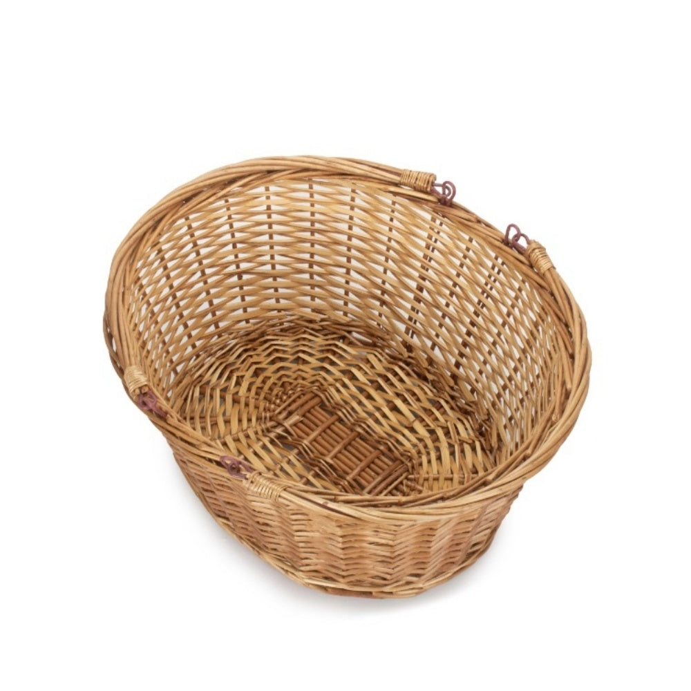 Unlined Double Steamed Wicker Shopping Basket With Swing Handles-3