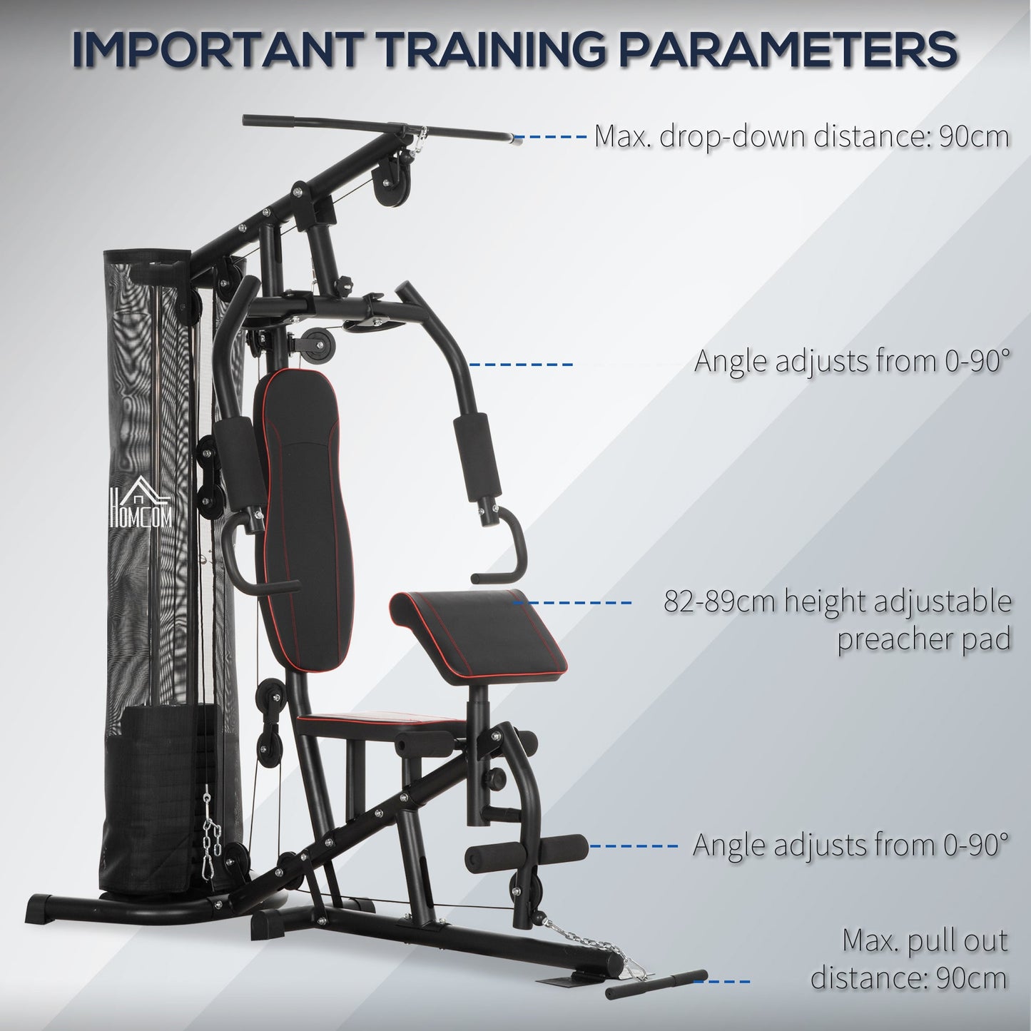 Multi-Functional Home Gym Workout Station, 45Kg Weight Stack Multi Gym Fitness Equipment for Full Body Fitness-4
