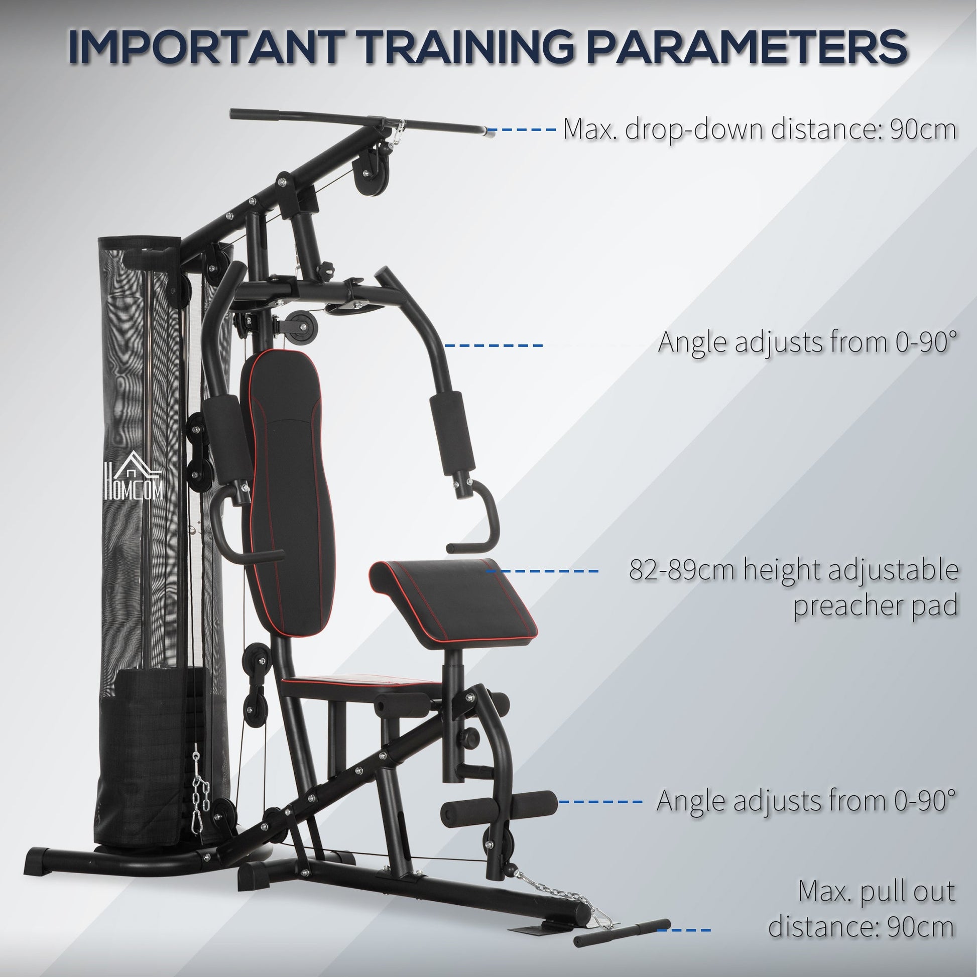 Multi-Functional Home Gym Workout Station, 45Kg Weight Stack Multi Gym Fitness Equipment for Full Body Fitness-4