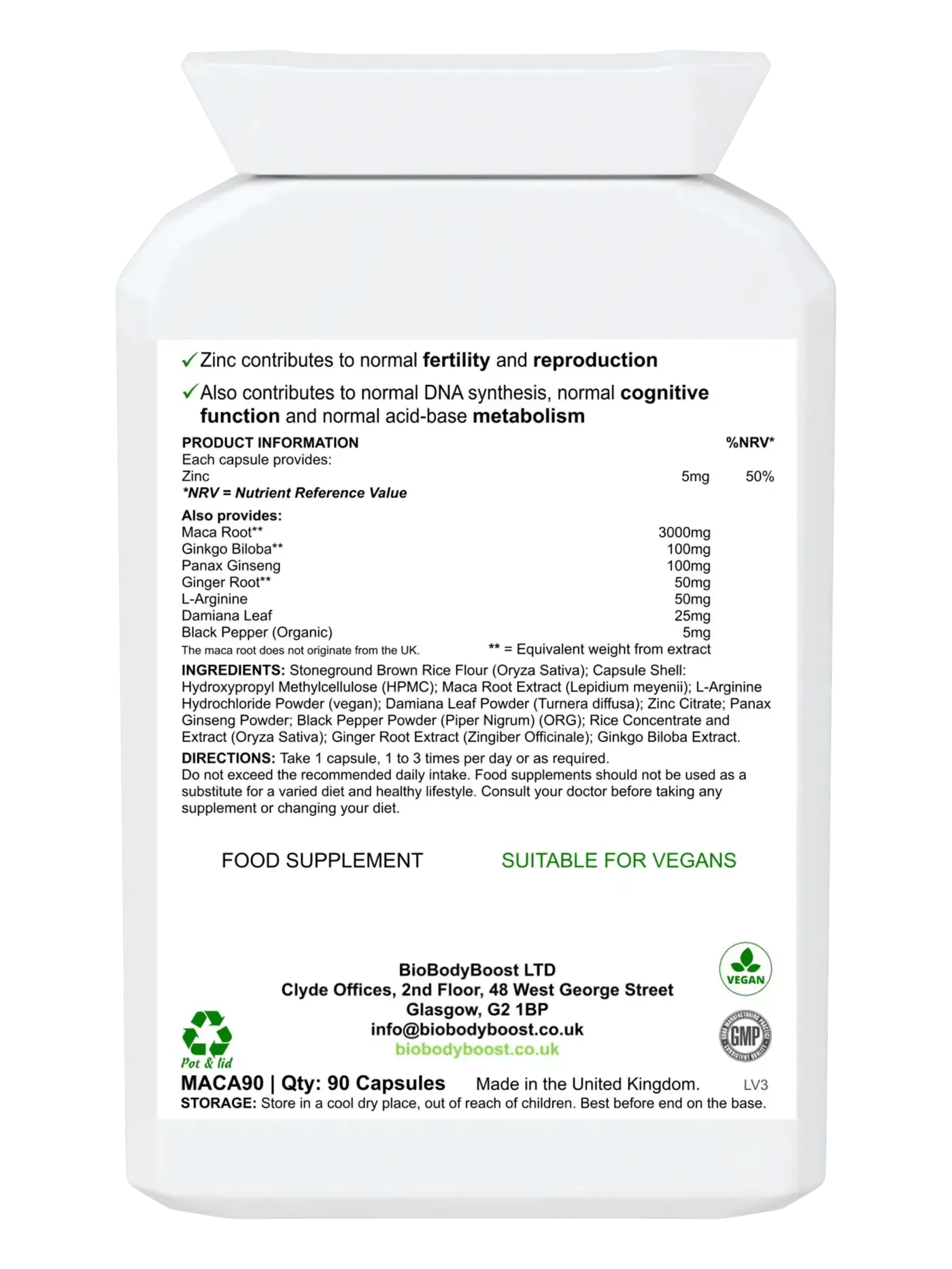 BioBodyBoost Maca Reproductive Health Supplement - 90 Capsules-1