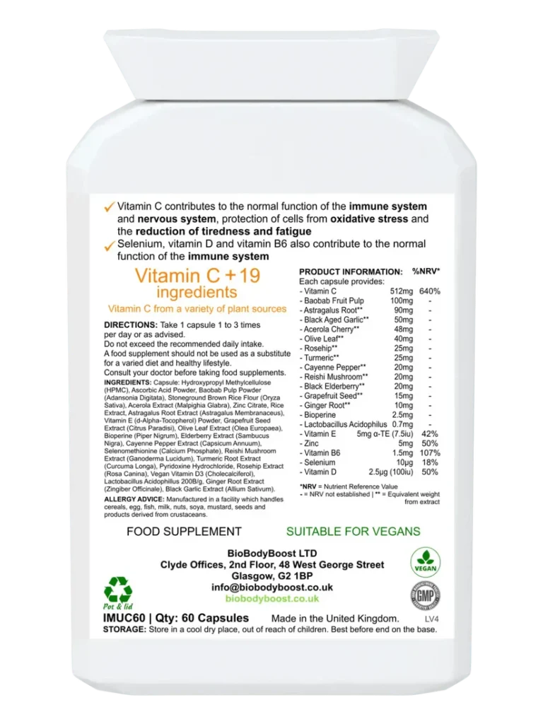 ImmuneBoost – Herbal Vitamin C Complex with Reishi Mushroom & Probiotics