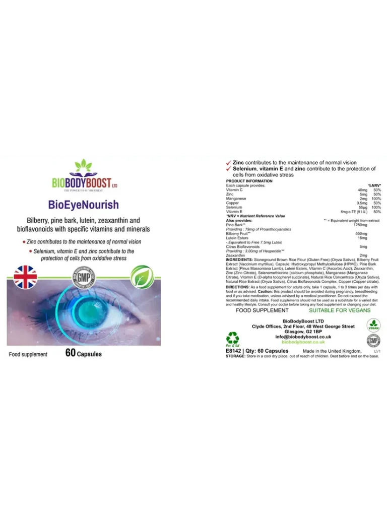 BioEyeNourish – Natural Vision Support Supplement with Bilberry & Lutein